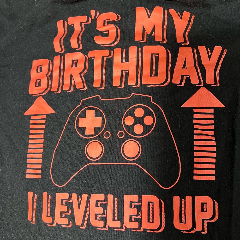 The children’s place gamer birthday l/s tee size large 10/12 twins? 2 available